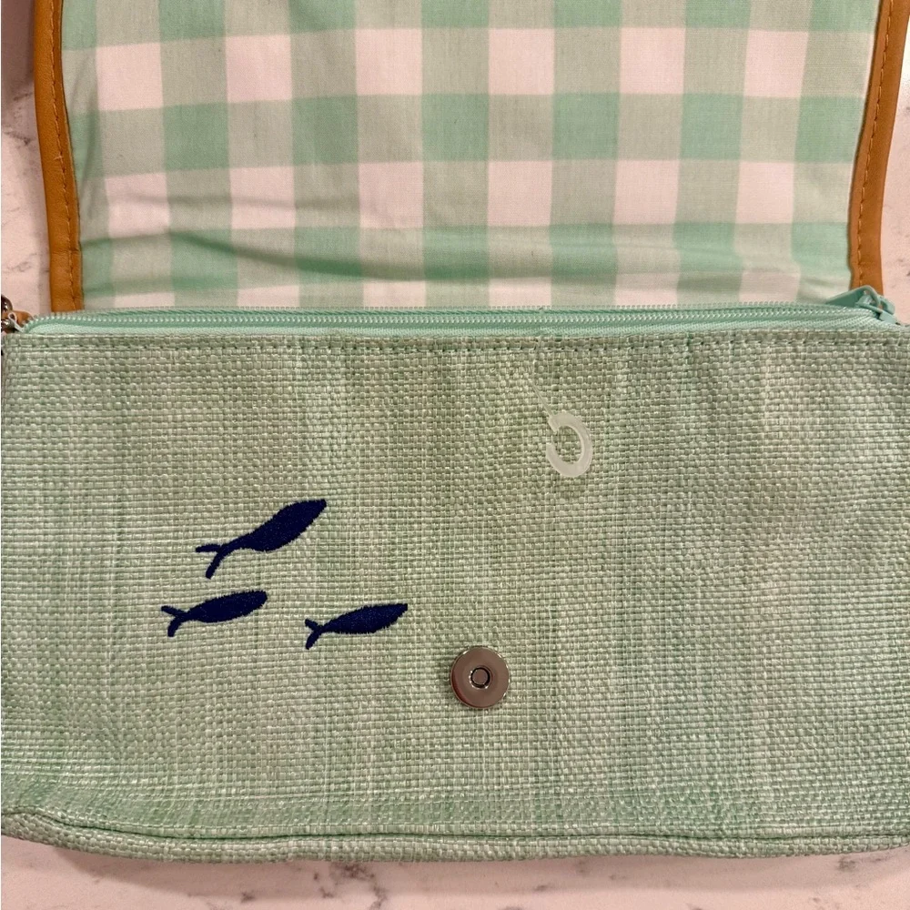Sold-Embroidered Sea Turtle Fold-Over Clutch - Mint - Picture 7 of 7